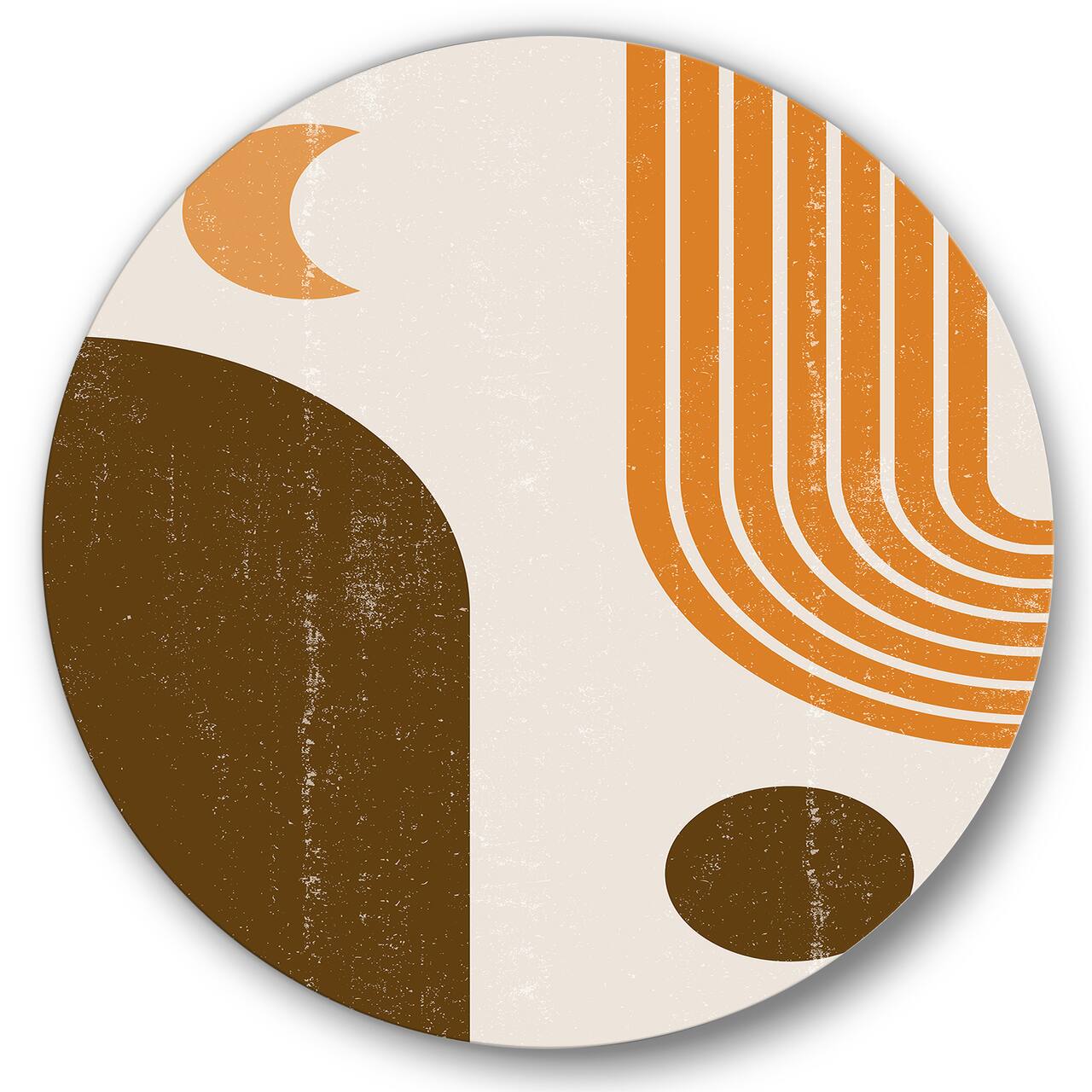 Designart - Abstract Geometric Rainbow In Earth Tones - Modern Metal Circle Wall Art